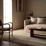 Featuring Jovian Hand-Knotted Rug by Jaipur Living at Amethyst Home. A contemporary interplay of cream and green comes to life in a striking abstract linear design. Crafted from a luxurious blend of viscose and silk, the Jovian design’s luminous sheen accentuates the depth and movement of its pattern. This handknotted piece exudes sophistication and excepti. Amethyst Home provides interior design, new home construction design consulting, vintage area rugs, and lighting in the Park City metro area.