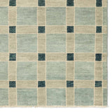 Featuring Quinlan Hand-Knotted Rug by Jaipur Living at Amethyst Home. The Quinlan design reinvents timeless geometric patterns, fusing classic charm with a modern edge. Soft beige tones, punctuated by a blue accent, elevate any mid-century modern space. Handcrafted from naturally stain-resistant wool, this rug handles medium-traffic areas, kids, and pets . Amethyst Home provides interior design, new home construction design consulting, vintage area rugs, and lighting in the Los Angeles metro area.