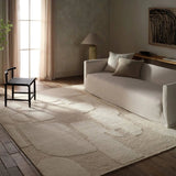 Featuring Riya Hand-Knotted Rug by Jaipur Living at Amethyst Home. The Lasden Riya redefines contemporary style with large-scale geometric patterns hand-knotted on plush wool. The Riya design offers an inviting softness underfoot, while pleasing the eyes with its neutral tones and visual interest. A textured high-low effect brings the Brutalist pattern to l. Amethyst Home provides interior design, new home construction design consulting, vintage area rugs, and lighting in the Calabasas metro area.