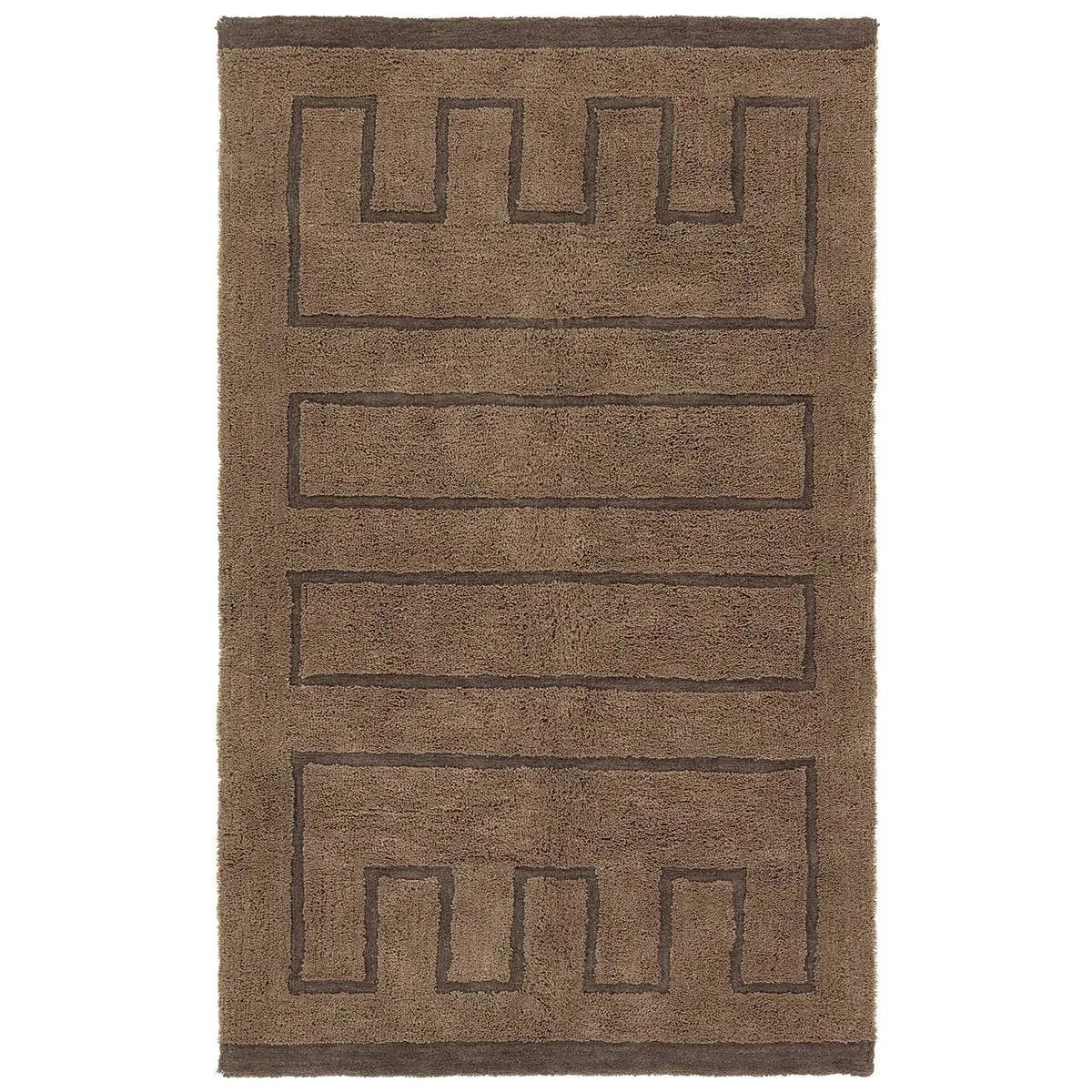 Featuring Ziyan Rug by Jaipur Living at Amethyst Home. With its neutral brown hue and modern geometric pattern, the Aibel Ziyan adds a contemporary touch to your space. Hand-tufted from washable wool and offering plush comfort, it’s ideal for kids’ rooms or any area where spills are bound to happen. Here’s a stylish, worry-free solution that can handle the dema. Amethyst Home provides interior design, new home construction design consulting, vintage area rugs, and lighting in the Omaha metro area.