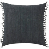 Featuring Jemina Dark Slate Pillow by Jaipur Living at Amethyst Home. The Jemina Dark Slate Pillow boasts an assortment of relaxed linen designs with rustic-style knotted tassels lining the sides. The comfortable Majere throw pillow delights with a bold navy hue and subtle bohemian vibe that perfectly accents sofas, chairs, and beds alike. This casual yet sophisticated pillow thrives in i. Amethyst Home provides interior design services, furniture, rugs, and lighting in the Kansas City metro area.