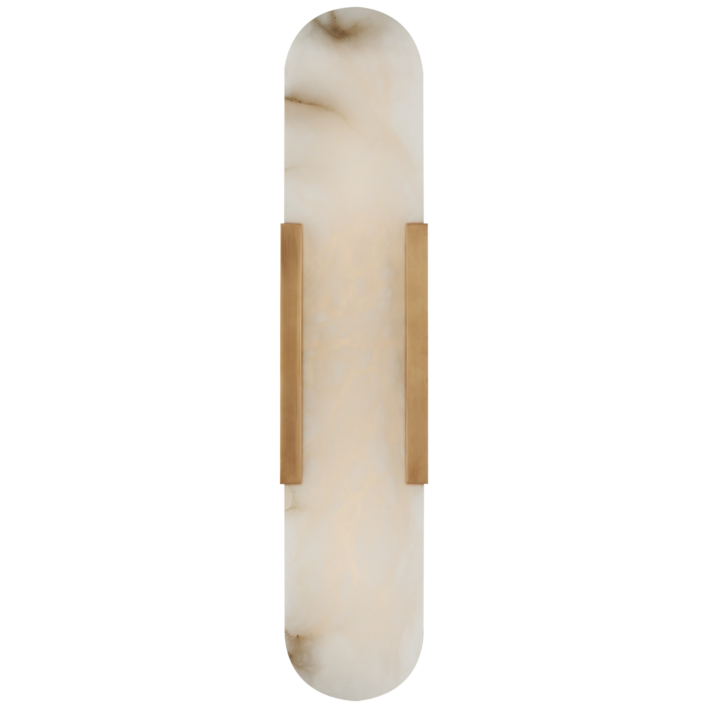 Featuring Melange 20" Elongated Sconce by Visual Comfort at Amethyst Home. Contrasting natural alabaster with metal in rounded forms and unique configurations, the Melange series by Kelly Wearstler blends the organic and the luxurious for a modern chic interior. Carved alabaster shades create a soft glow on walls and surfaces, while streamlined shapes soft.  Amethyst Home provides interior design, new home construction design consulting, vintage area rugs, and lighting in the San Diego metro area.