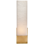 Featuring Covet Tall Box Bath Sconce by Visual Comfort at Amethyst Home. Kelly Wearstler's Covet series celebrates the natural beauty of alabaster and its subtle variations in color. Accented with metal prong settings in varying finishes, the organic carved alabaster flush mounts, sconces, chandeliers and pendant lights embody easy refinement. The minima.  Amethyst Home provides interior design, new home construction design consulting, vintage area rugs, and lighting in the Kansas City metro area.