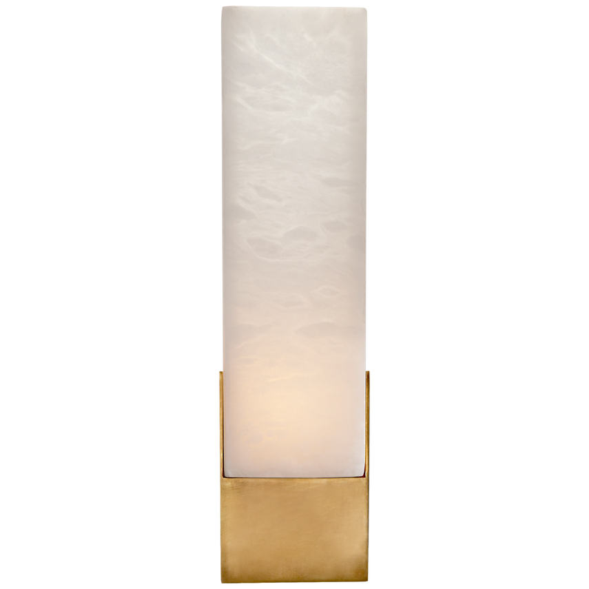 Featuring Covet Tall Box Bath Sconce by Visual Comfort at Amethyst Home. Kelly Wearstler's Covet series celebrates the natural beauty of alabaster and its subtle variations in color. Accented with metal prong settings in varying finishes, the organic carved alabaster flush mounts, sconces, chandeliers and pendant lights embody easy refinement. The minima.  Amethyst Home provides interior design, new home construction design consulting, vintage area rugs, and lighting in the Kansas City metro area.