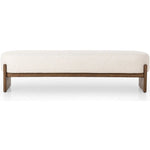 Featuring Kirby Alcala Cream Accent Bench by Four Hands at Amethyst Home. Style this modern accent bench just about anywhere. A cradle base of wire-brushed parawood supports a linen-like upholstered seat. Performance fabrics are specially created to withstand spills, stains, high traffic and wear, ensuring long-term comfort and unmatched durability.Over. Amethyst Home provides interior design, new home construction design consulting, vintage area rugs, and lighting in the Newport Beach metro area.