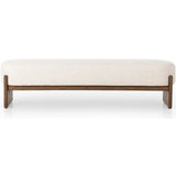 Featuring Kirby Alcala Cream Accent Bench by Four Hands at Amethyst Home. Style this modern accent bench just about anywhere. A cradle base of wire-brushed parawood supports a linen-like upholstered seat. Performance fabrics are specially created to withstand spills, stains, high traffic and wear, ensuring long-term comfort and unmatched durability.Over. Amethyst Home provides interior design, new home construction design consulting, vintage area rugs, and lighting in the Newport Beach metro area.