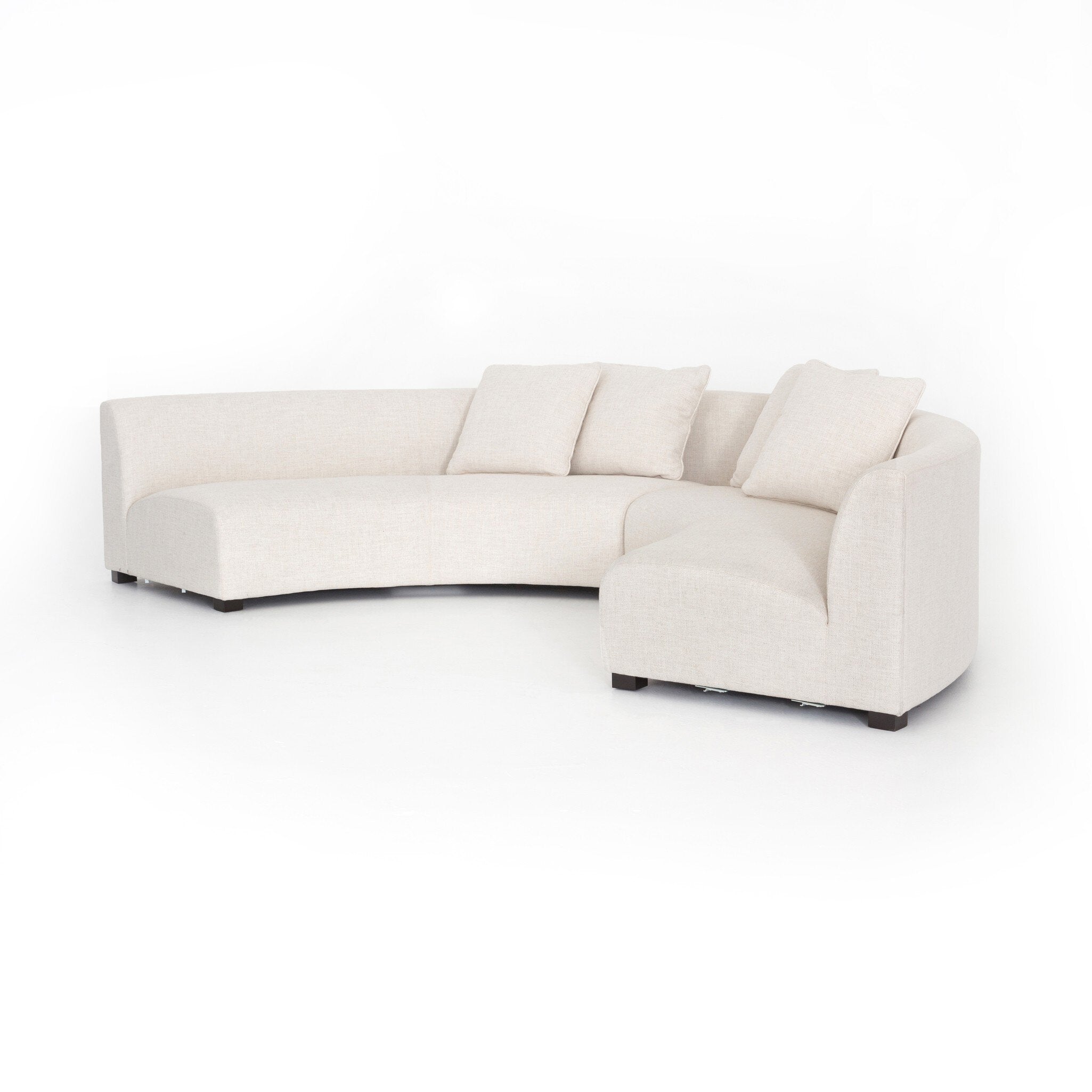 Featuring Liam Dover Crescent Sectional by Four Hands at Amethyst Home. Eye-catching at every curve. A sophisticated take on sleek Italian design, cream linen-blend upholstery fashions an elongated crescent, bringing shapely effect to the modular sectional. Pieces can be positioned to form a large or small crescent, granting options to suit a space. Large crescent: 176.38"W x 66.5. Amethyst Home provides interior design, new construction, custom furniture, and area rugs in the Park City metro area