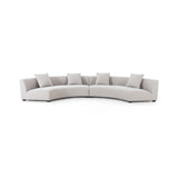Featuring Liam Knoll Sand Sectional by Four Hands at Amethyst Home. Eye-catching around every curve. A sophisticated take on sleek Italian design, light, linen-blend covering fashions a crescent for shapely effect with clever modularity.Overall Dimensions: 176.50"w x 66.50"d x 29.00"hWeight : 254.42 lbsMaterials : 95% Polyester, 5% Acrylic, Solid Birch. Amethyst Home provides interior design, new construction, custom furniture, and area rugs in the Boston metro area
