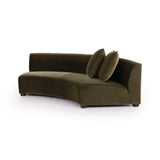 Featuring Liam Surrey Olive Sectional by Four Hands at Amethyst Home. Eye-catching around every curve. A sophisticated take on sleek Italian design, velvety olive covering fashions a crescent for shapely effect with clever modularity.Overall Dimensions: 176.50"w x 66.50"d x 29.00"hWeight : 254.42 lbsMaterials : 76.8% Cotton, 23.2% Polyester, Solid Birch. Amethyst Home provides interior design, new construction, custom furniture, and area rugs in the Charlotte metro area