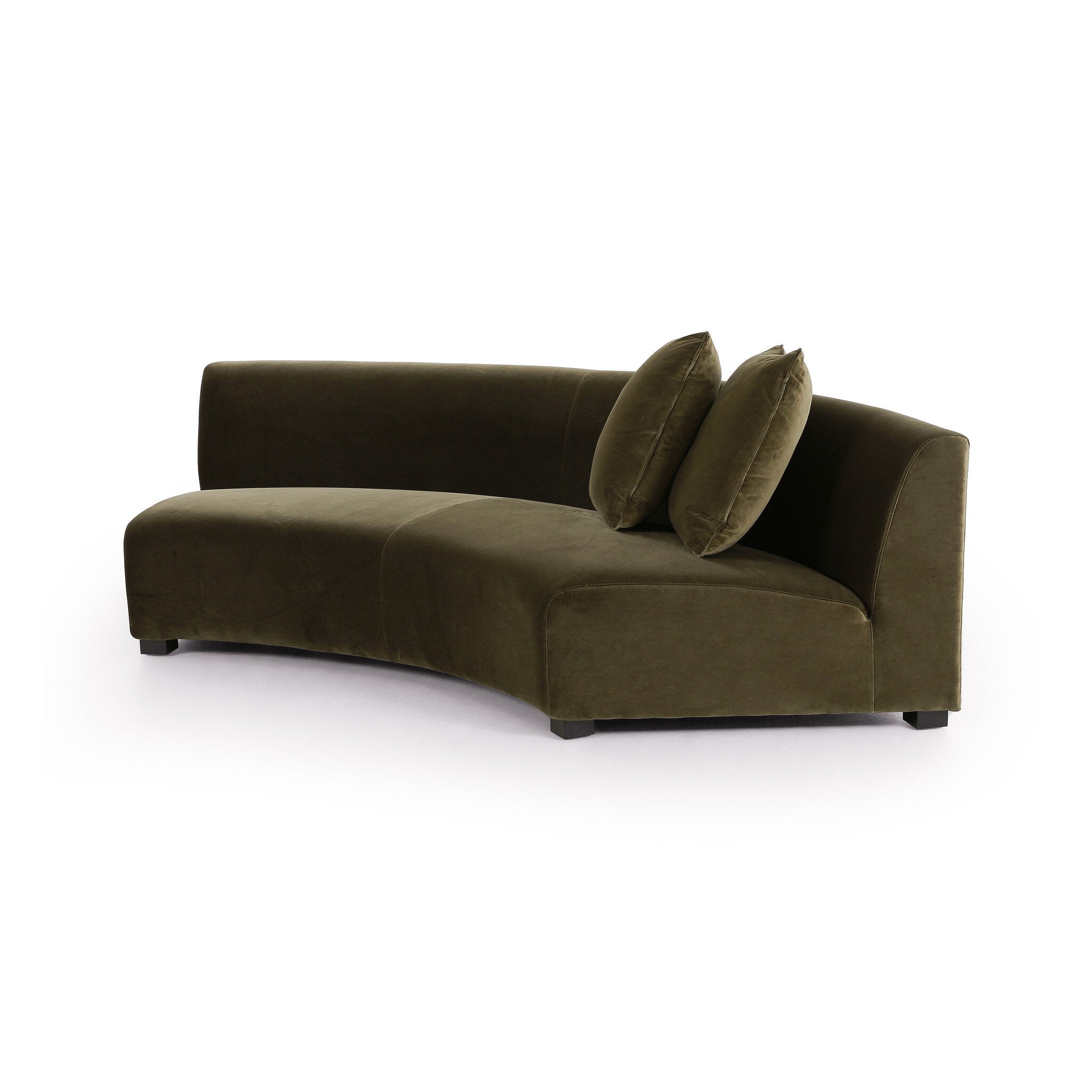Featuring Liam Surrey Olive Sectional by Four Hands at Amethyst Home. Eye-catching around every curve. A sophisticated take on sleek Italian design, velvety olive covering fashions a crescent for shapely effect with clever modularity.Overall Dimensions: 176.50"w x 66.50"d x 29.00"hWeight : 254.42 lbsMaterials : 76.8% Cotton, 23.2% Polyester, Solid Birch. Amethyst Home provides interior design, new construction, custom furniture, and area rugs in the Charlotte metro area