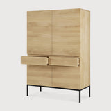 Featuring Ligna Black Oak Cupboard by Ethnicraft at Amethyst Home. A clean and pure look with black metal legs, the Ligna storage cupboard offers a perfect storage facility for the kitchen, living room or dining room.Weight : 293 lbs Dimensions: 20" W x 43.5" L x 64" H. Amethyst Home provides interior design, new construction, custom furniture, and area rugs in the San Diego metro area