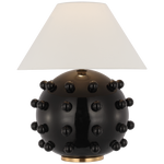 Featuring Linden Black Medium Orb Table Lamp by Visual Comfort at Amethyst Home. The Linden is an exploration of bold forms in a simple palette of rich metallic accents, with white and black. Modern and sophisticated curved lines and spherical silhouettes contrast with straight edges to lend interiors a contemporary Kelly Wearstler accent.
Overall Dimensions: 21" L x 21" W x 23" H. Amethyst Home provides interior design, new construction, custom furniture, and area rugs in the Charlotte metro area