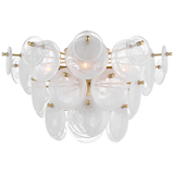 Featuring Loire Large Tiered Flush Mount Gild by Visual Comfort at Amethyst Home. The Loire by AERIN evokes mid-century Italian elegance while adding modern updates in design and finishes. The fluid and dynamic silhouettes cascade and inspire through the distinctive glow of light softly filtered through hand-blown white strié glass discs. Larger pieces can allow a sizeable dining ro. Amethyst Home provides interior design, new construction, custom furniture, and area rugs in the Dallas metro area