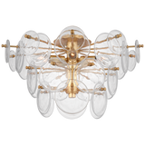 Featuring Loire Large Tiered Flush Mount Gild by Visual Comfort at Amethyst Home. The Loire by AERIN evokes mid-century Italian elegance while adding modern updates in design and finishes. The fluid and dynamic silhouettes cascade and inspire through the distinctive glow of light softly filtered through hand-blown white strié glass discs. Larger pieces can allow a sizeable dini. Amethyst Home provides interior design, new construction, custom furniture, and area rugs in the Kansas City metro area