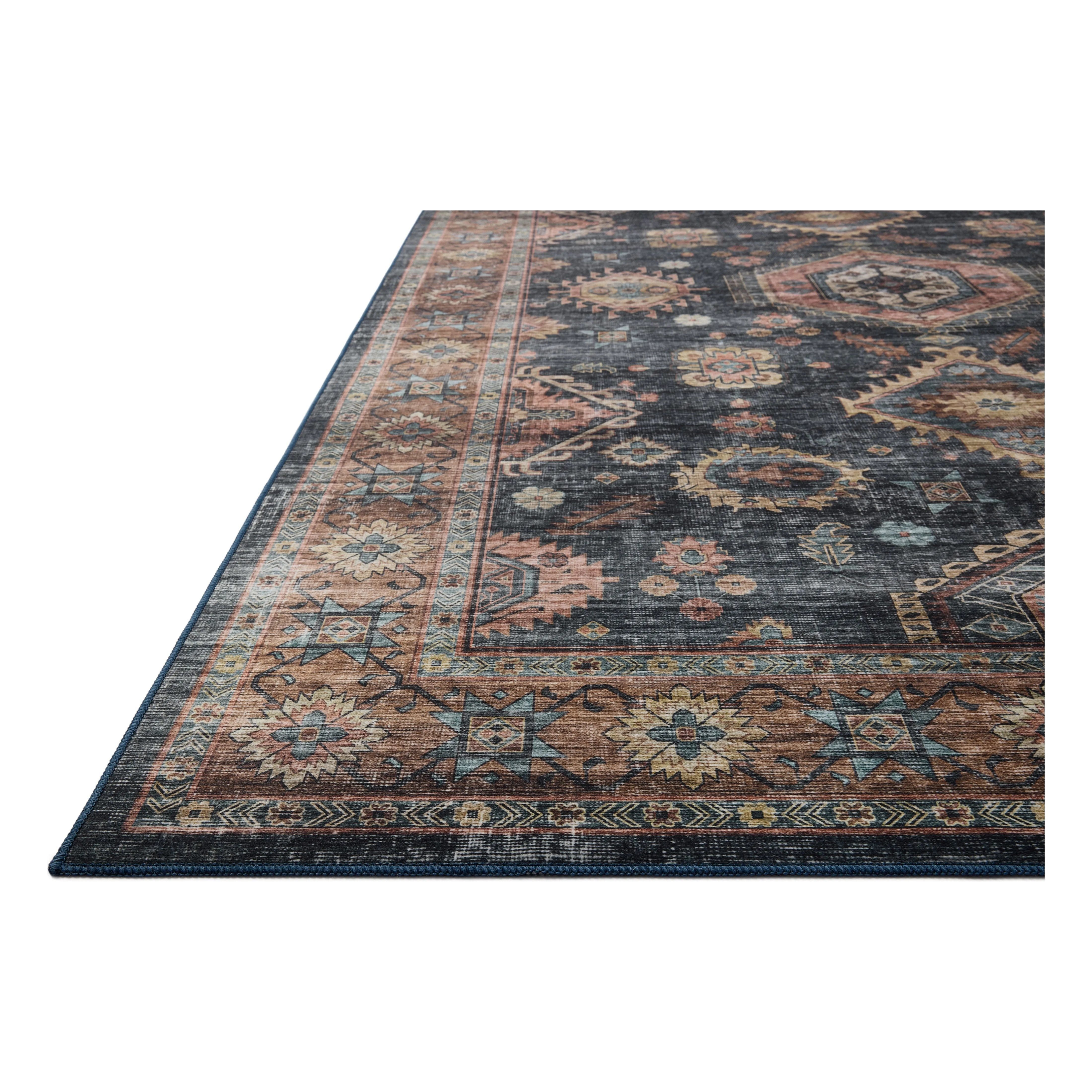 Featuring Anniston Machine Washable Denim / Sunset Rug by Loloi at Amethyst Home. The Anniston Collection is a washable rug with traditional motifs in beautifully saturated and distressed tones. This durable area rug is power-loomed of polyester in China and designed for the busiest rooms of the home—living rooms, bedrooms, kitchens, hallways, and more.. Amethyst Home provides interior design, new home construction design consulting, vintage area rugs, and lighting in the Newport Beach metro area.