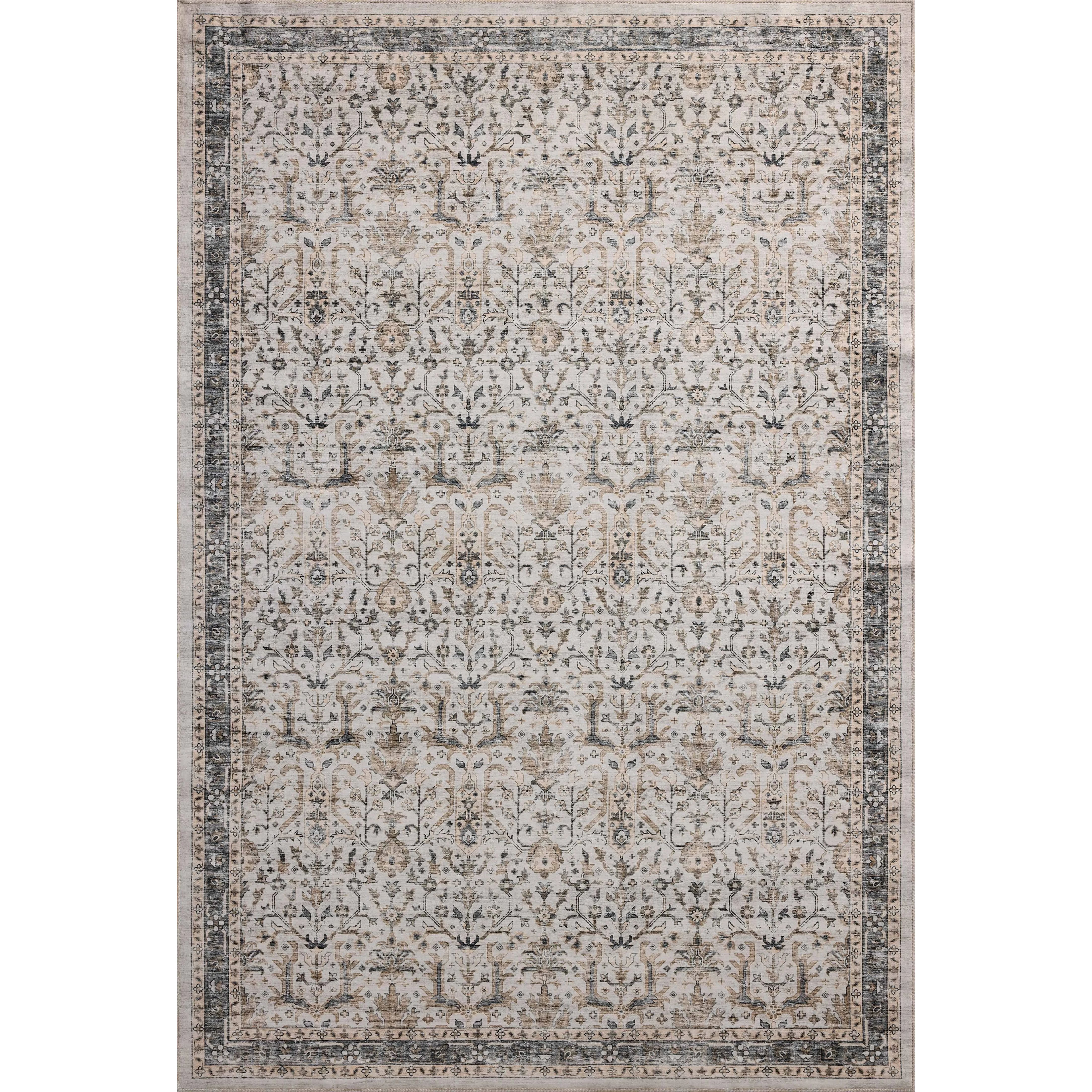 Featuring Anniston Machine Washable Ivory / Stone Rug by Loloi at Amethyst Home. The Anniston Collection is a washable rug with traditional motifs in beautifully saturated and distressed tones. This durable area rug is power-loomed of polyester in China and designed for the busiest rooms of the home—living rooms, bedrooms, kitchens, hallways, and more. It c. Amethyst Home provides interior design, new home construction design consulting, vintage area rugs, and lighting in the Calabasas metro area.