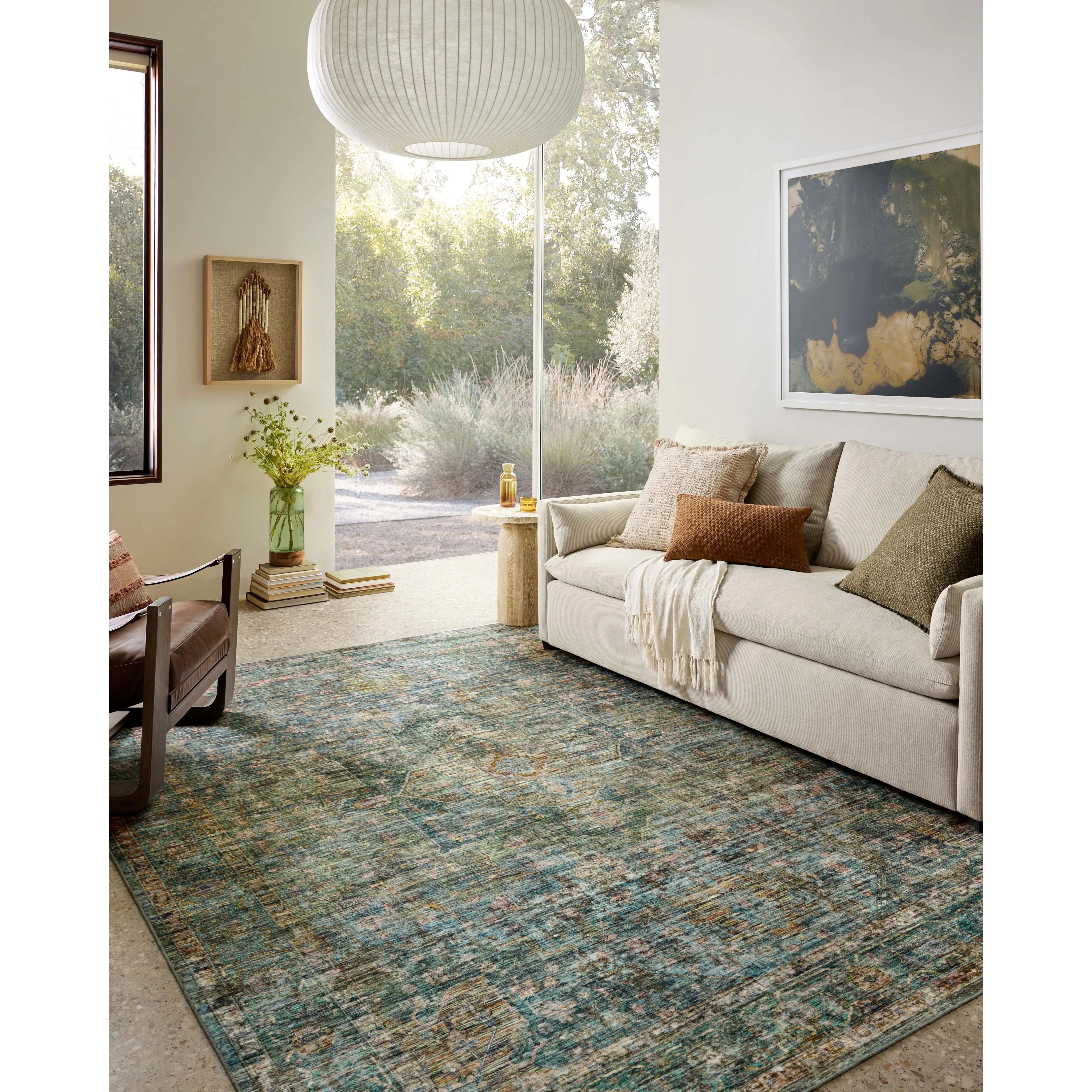 Featuring Anniston Machine Washable Lagoon / Multi Rug by Loloi at Amethyst Home. The Anniston Collection is a washable rug with traditional motifs in beautifully saturated and distressed tones. This durable area rug is power-loomed of polyester in China and designed for the busiest rooms of the home—living rooms, bedrooms, kitchens, hallways, and more. It ca. Amethyst Home provides interior design, new home construction design consulting, vintage area rugs, and lighting in the Houston metro area.