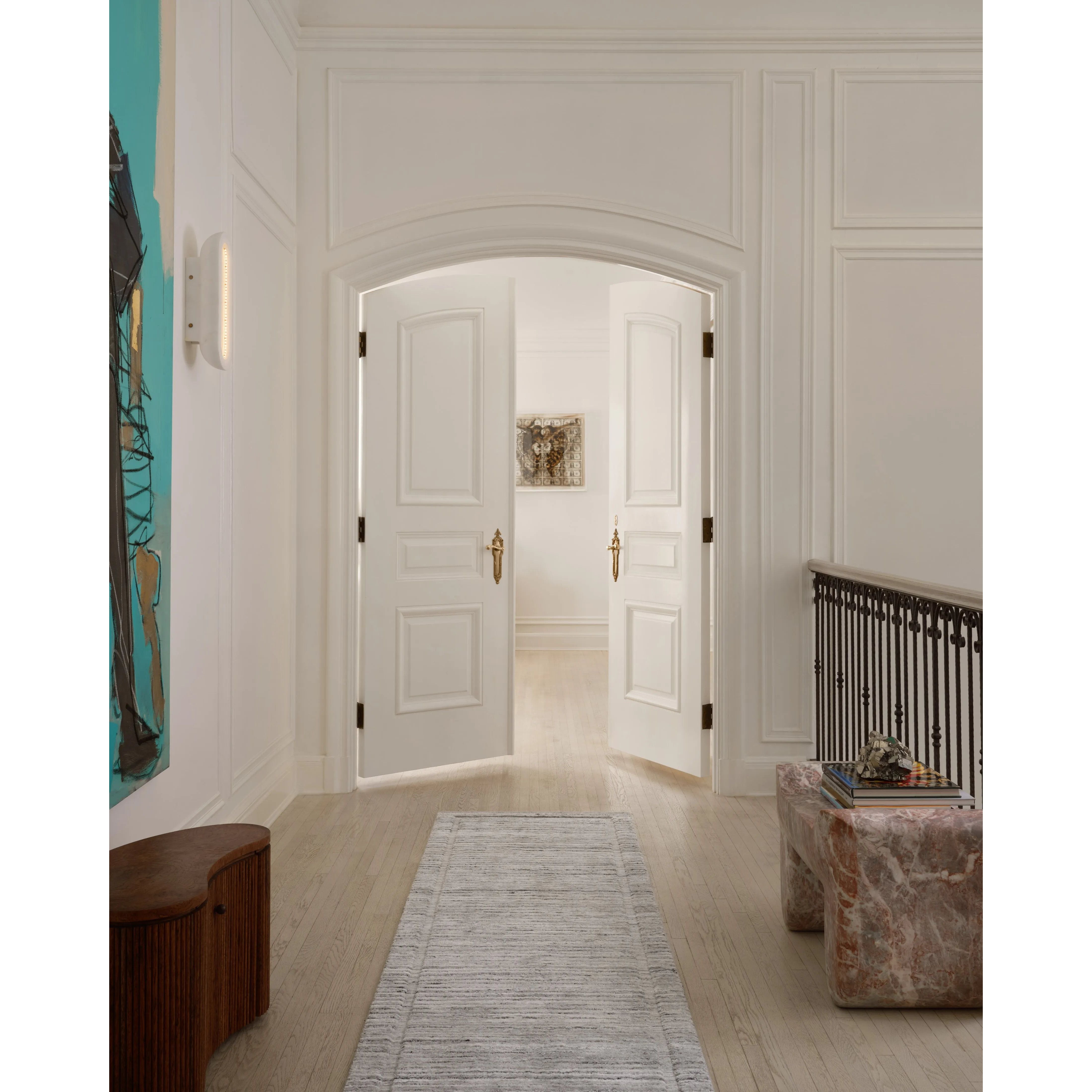 Featuring Brigette Romanek x Loloi Orly Stone Rug by Loloi at Amethyst Home. Irresistible to walk upon, the Dana Stone Rug by Brigette Romanek x Loloi has a high-low texture that alternates between a subtly shaggy pile and a soft base. Horizontal broken stripes give the area rug a fresh and energized structure, while a finish of fringe along the edges accen. Amethyst Home provides interior design, new home construction design consulting, vintage area rugs, and lighting in the San Diego metro area.