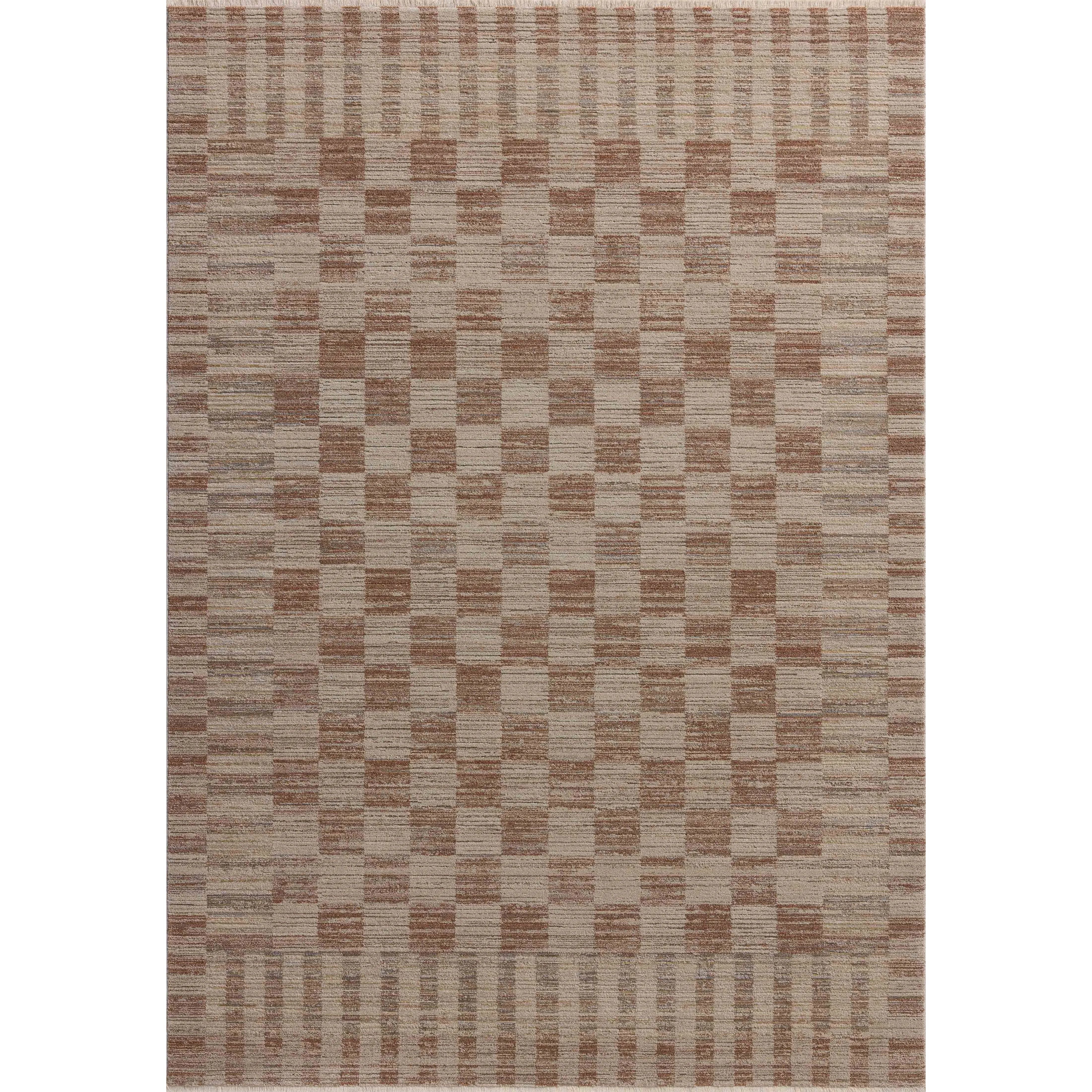 Featuring Cali Amber Lewis x Loloi Brick / Natural Rug by Loloi at Amethyst Home. The Cali Collection by Amber Lewis x Loloi is a light-toned area rug with a casual geometric pattern that lends a neutral pattern to any space. Cali is power-loomed of polyester in Turkey for easy-to-clean, no-shed durability in high-traffic areas. This collection is also OE. Amethyst Home provides interior design, new home construction design consulting, vintage area rugs, and lighting in the Los Angeles metro area.