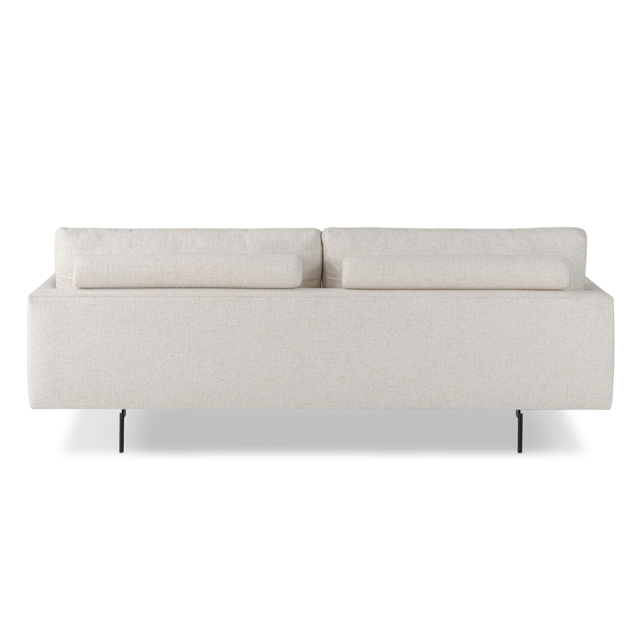 Featuring Melle Omari Natural Sofa by Four Hands at Amethyst Home. A minimalist form to redefine contemporary seating. Made from light, neutral high-performance with a slim profile, expert tailoring and plush cushions for comfort. Sleek metal legs and compact sizing make this piece a versatile anchor for smaller living spaces. Performance fabrics are specially created to withs. Amethyst Home provides interior design, new construction, custom furniture, and area rugs in the Newport Beach metro area