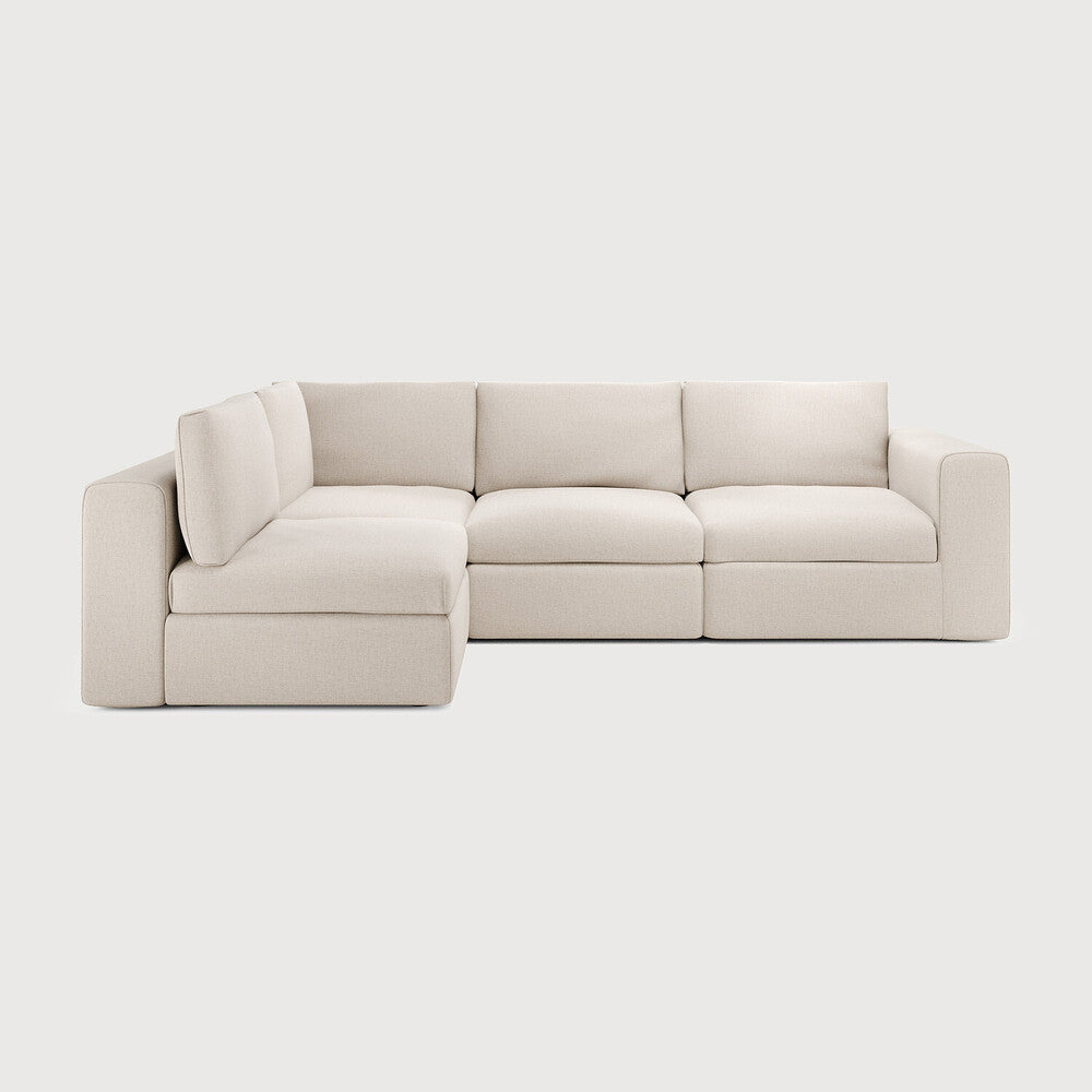 Featuring Mellow Off White Eco Left No Modular Sofa Set by Ethnicraft at Amethyst Home. Comfort ideals form the basis of the Mellow. With clean and classic lines, paired with subtle seam detailing, the Mellow is the welcoming anchor to a liveable lounge space. Choose and place configurable pieces together to create a sofa tailored to your space, or enjoy the convenience of a pre-a. Amethyst Home provides interior design, new construction, custom furniture, and area rugs in the Charlotte metro area