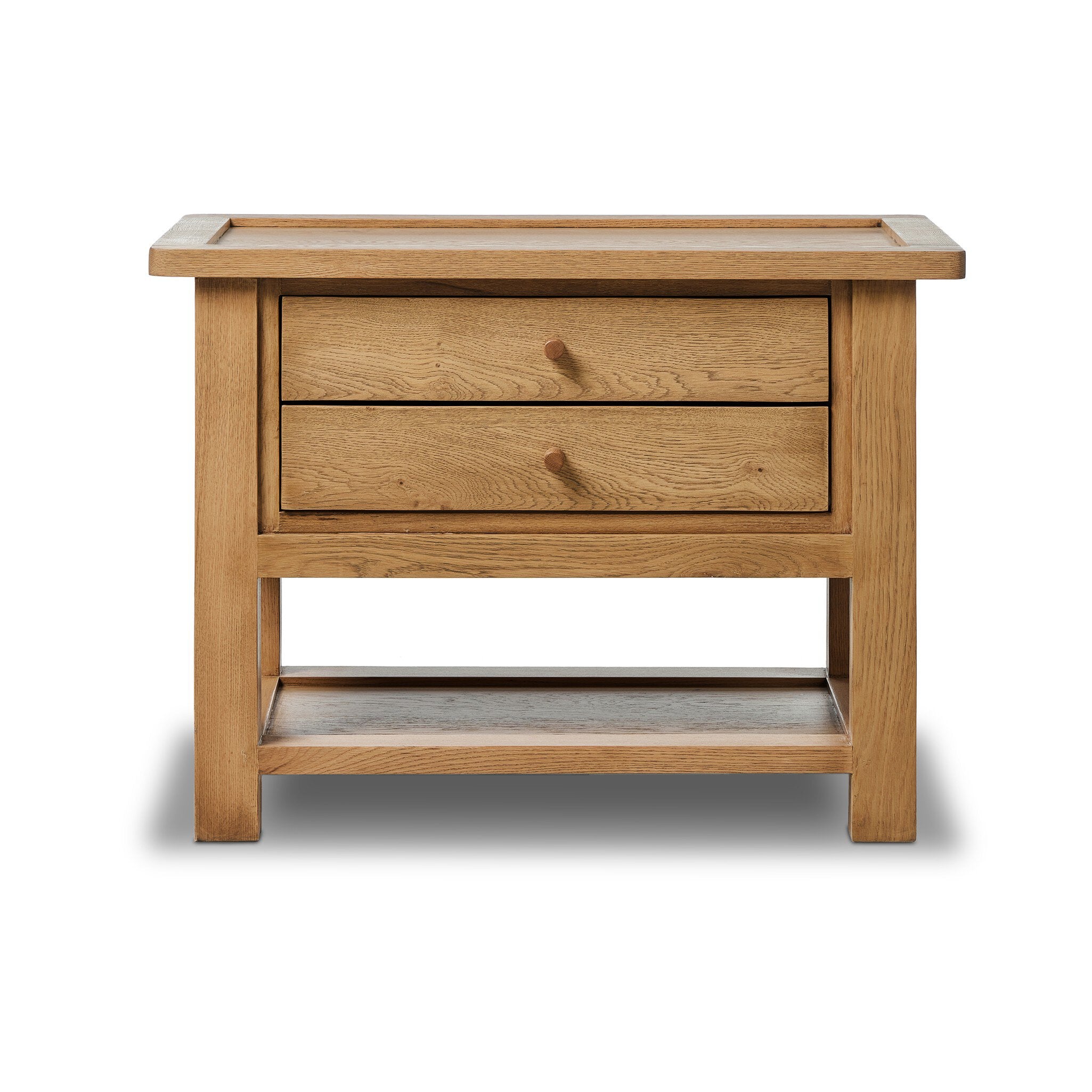 Featuring Millbrook Natural Light Oak Veneer Nightstand by Four Hands at Amethyst Home. Made from light, natural oak, the design of this two-drawer nightstand is inspired by a vintage general store counter. Softened corners and simple knob complete its heritage charm.Overall Dimensions: 38.00"w x 22.00"d x 27.00"hWeight : 90.08 lbsMaterials : Oak Veneer, Solid Oak. Amethyst Home provides interior design, new construction, custom furniture, and area rugs in the Alpharetta metro area