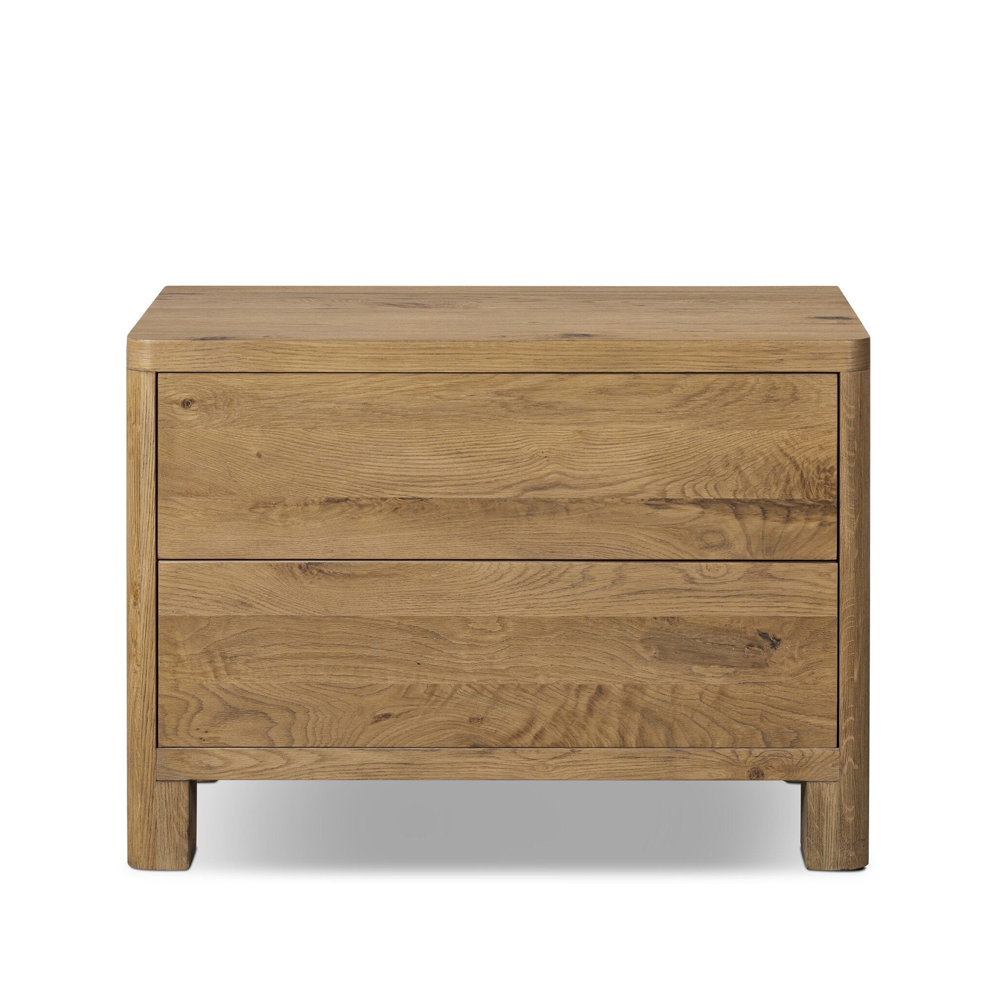 Featuring Noeline Worn Oak Veneer Nightstand by Four Hands at Amethyst Home. A thick plank of worn oak tops a wide dresser, meeting modern lines with a warm, natural feel. Dual drawer fronts feature a push-latch mechanism, bringing a seamless look to bedside storage.Overall Dimensions: 34.00"w x 19.50"d x 24.75"hWeight : 108.03 lbsMaterials : Oak Veneer, Solid Oak. Amethyst Home provides interior design, new construction, custom furniture, and area rugs in the Salt Lake City metro area