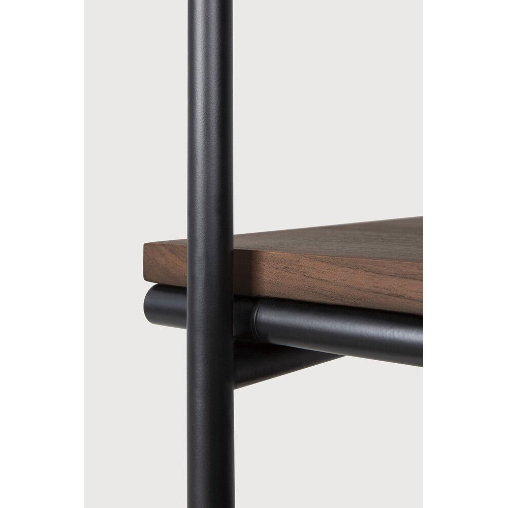 Featuring Oscar Teak Brown Hanging Rack by Ethnicraft at Amethyst Home. Bringing form and function to life, the Oscar collection ticks the right boxes. While some prefer the minimalist look, others may need more storage. Oscar offers practicality and organisation in the most elegant manner.Weight : 175 lbDimensions: 90.5 in W  x 44.5 in L x 10.5 in HAdjustable Feet : YesBrushed : NoCo. Amethyst Home provides interior design, new construction, custom furniture, and area rugs in the Omaha metro area