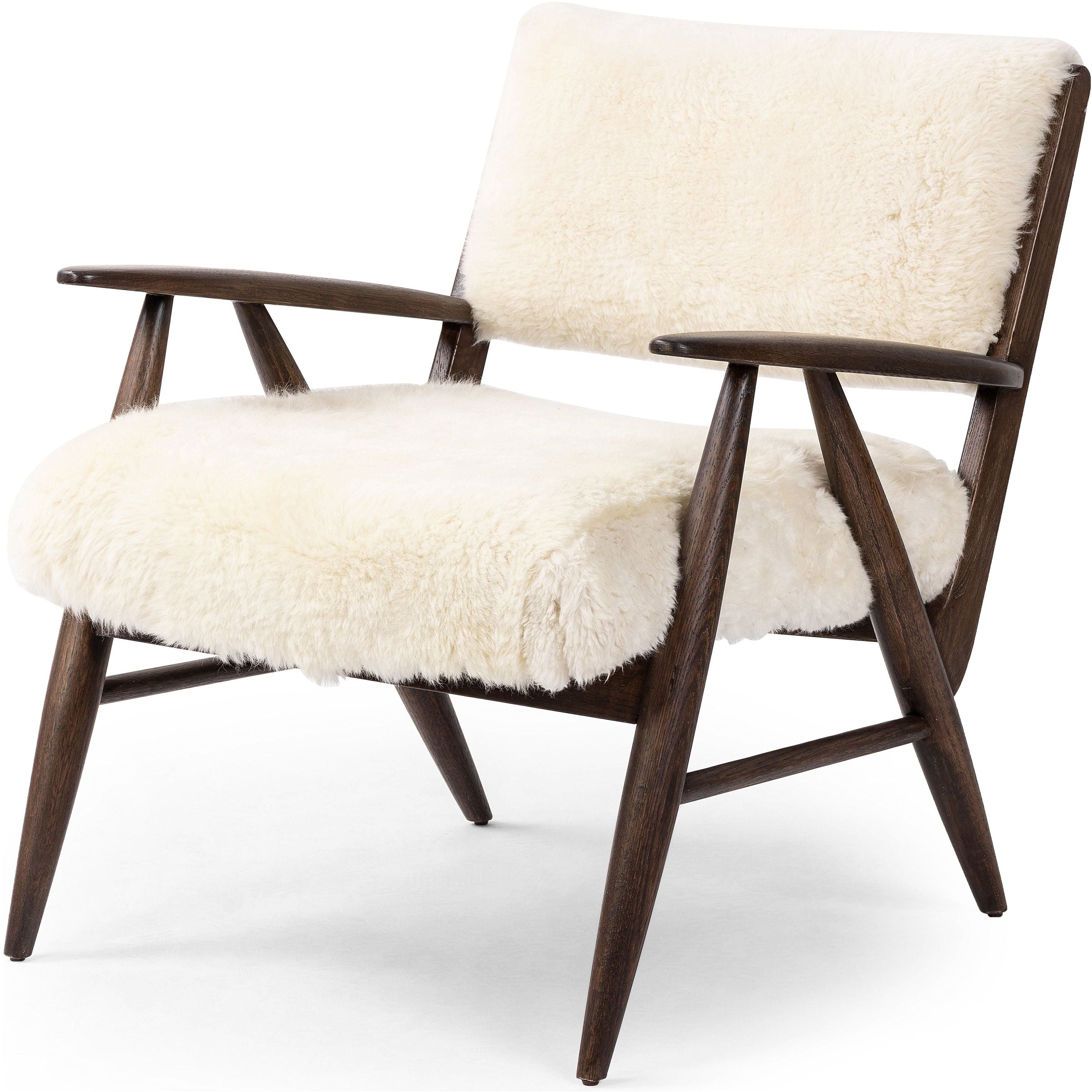 Papile Cream Shearling Chair  Four Hands