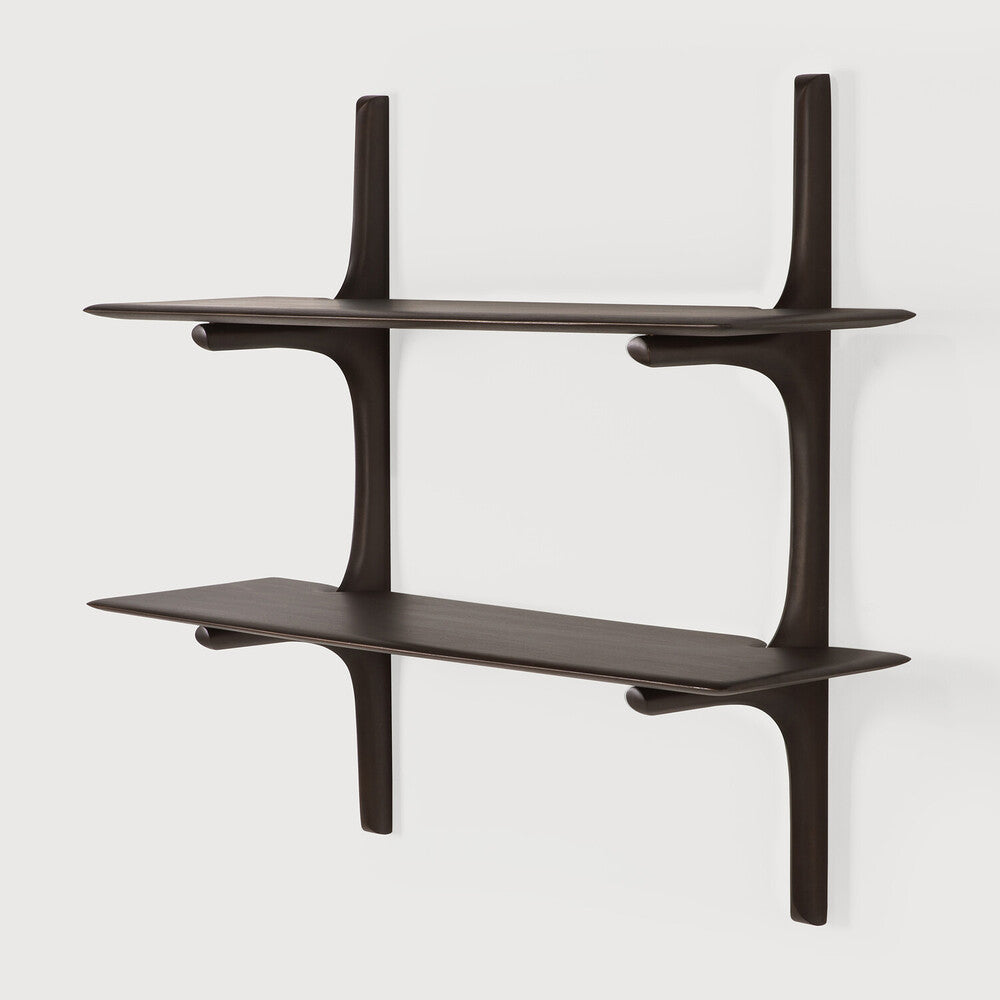 Featuring Pi Mahogany Dark Brown 2 Shelves Wall Shelf by Ethnicraft at Amethyst Home. The PI collection honours nature’s design by keeping the strength, curves and lines, as nature intended. Interesting shapes are discovered in this sleek and stylish, polished imperfect, finish. Each PI item is finished by hand to ensure that the individual character of the wood is respected. The. Amethyst Home provides interior design, new construction, custom furniture, and area rugs in the Scottsdale metro area
