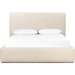 Featuring Quincy Lisbon Cream-King Bed by Four Hands at Amethyst Home. Modern, clean shaping meets inflated comfort with this padded, upholstered bed frame in a textural boucle-like pattern.  Text (251) 257-7986 for quick product details.Overall Dimensions: 92.25"W x 89.25"L x 48"H
Collection: EastonColors: Lisbon Cream ,BlackMaterials: 81% Pl, 19% Pc ,Solid P. Amethyst Home provides interior design, new home construction design consulting, vintage area rugs, and lighting in the Dallas metro area.