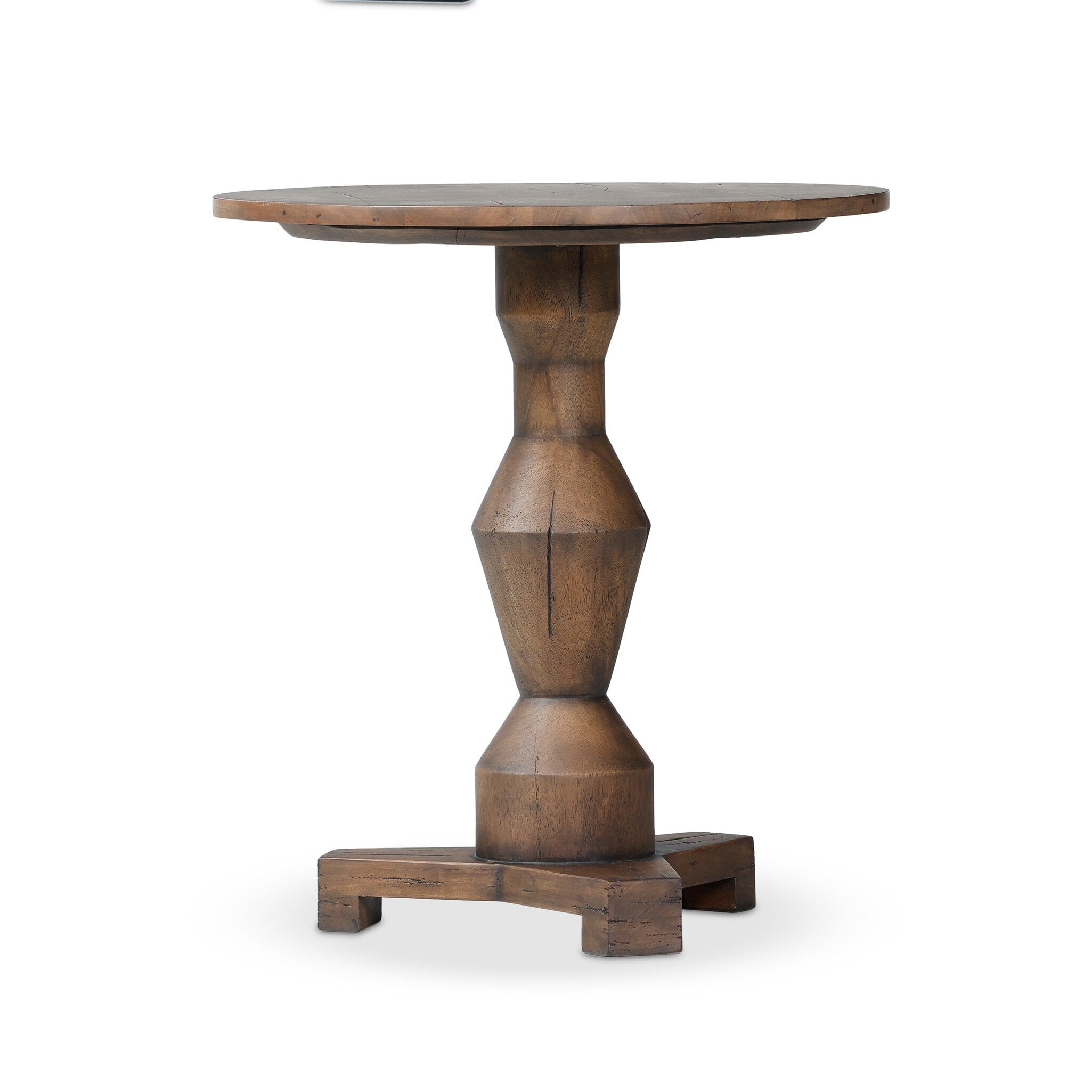 Featuring Rivi Antique Belgium Bleach End Table by Four Hands at Amethyst Home. Simple and sculptural, with a heritage look and feel. A Brancusi-inspired pedestal supports a smooth circular top, showcasing natural knots and grains.Overall Dimensions: 22.00"w x 22.00"d x 24.00"hWeight : 25.79 lbsMaterials : Solid Mixed Reclaimed Wood. Amethyst Home provides interior design, new construction, custom furniture, and area rugs in the Kansas City metro area
