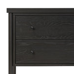 Featuring Roark Ebony Oak Veneer Nightstand by Four Hands at Amethyst Home. Rounded, chunky dowel legs in a black oak finish support the overhang top of this nightstand. Two drawers provide ample storage, finished with simple gunmetal hardware.Overall Dimensions: 30.00"w x 17.00"d x 24.00"hWeight : 76.06 lbsMaterials : Oak Veneer, Solid Oak. Amethyst Home provides interior design, new construction, custom furniture, and area rugs in the Tampa metro area