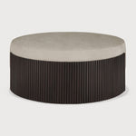 Featuring Roller Mahogany Dark Brown Max Pouf by Ethnicraft at Amethyst Home. The Roller Max collection is remarkable in its design, distinguished with its stacked wood-stick effect. The pouf is a multifunctional item which encapsulates the comfortable upholstery cushion within the dark brown-varnished mahogany.Weight : 37 lbs Dimensions: 33.5" W x 33.5" L x 14" H. Amethyst Home provides interior design, new construction, custom furniture, and area rugs in the Houston metro area