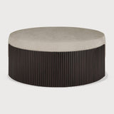 Featuring Roller Mahogany Dark Brown Max Pouf by Ethnicraft at Amethyst Home. The Roller Max collection is remarkable in its design, distinguished with its stacked wood-stick effect. The pouf is a multifunctional item which encapsulates the comfortable upholstery cushion within the dark brown-varnished mahogany.Weight : 37 lbs Dimensions: 33.5" W x 33.5" L x 14" H. Amethyst Home provides interior design, new construction, custom furniture, and area rugs in the Houston metro area
