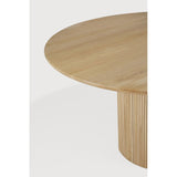 Featuring Roller Oak Round Max Dining Table by Ethnicraft at Amethyst Home. The Roller Max collection is remarkable in its design, distinguished with its stacked wood-stick effect. The dining table perfectly melds form with function. Featuring the option of reversable legs that can change the aesthetic to reflect personal style.Weight : 163 lbs Dimensions: 59.5" W x 59.5" L x 3. Amethyst Home provides interior design, new construction, custom furniture, and area rugs in the Laguna Beach metro area