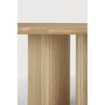 Featuring Roller Oak Round Max Dining Table by Ethnicraft at Amethyst Home. The Roller Max collection is remarkable in its design, distinguished with its stacked wood-stick effect. The dining table perfectly melds form with function. Featuring the option of reversable legs that can change the aesthetic to reflect personal style.Weight : 163 lbs Dimensions: 59.5" W x 59.5" L x 30" H. Amethyst Home provides interior design, new construction, custom furniture, and area rugs in the Portland metro area