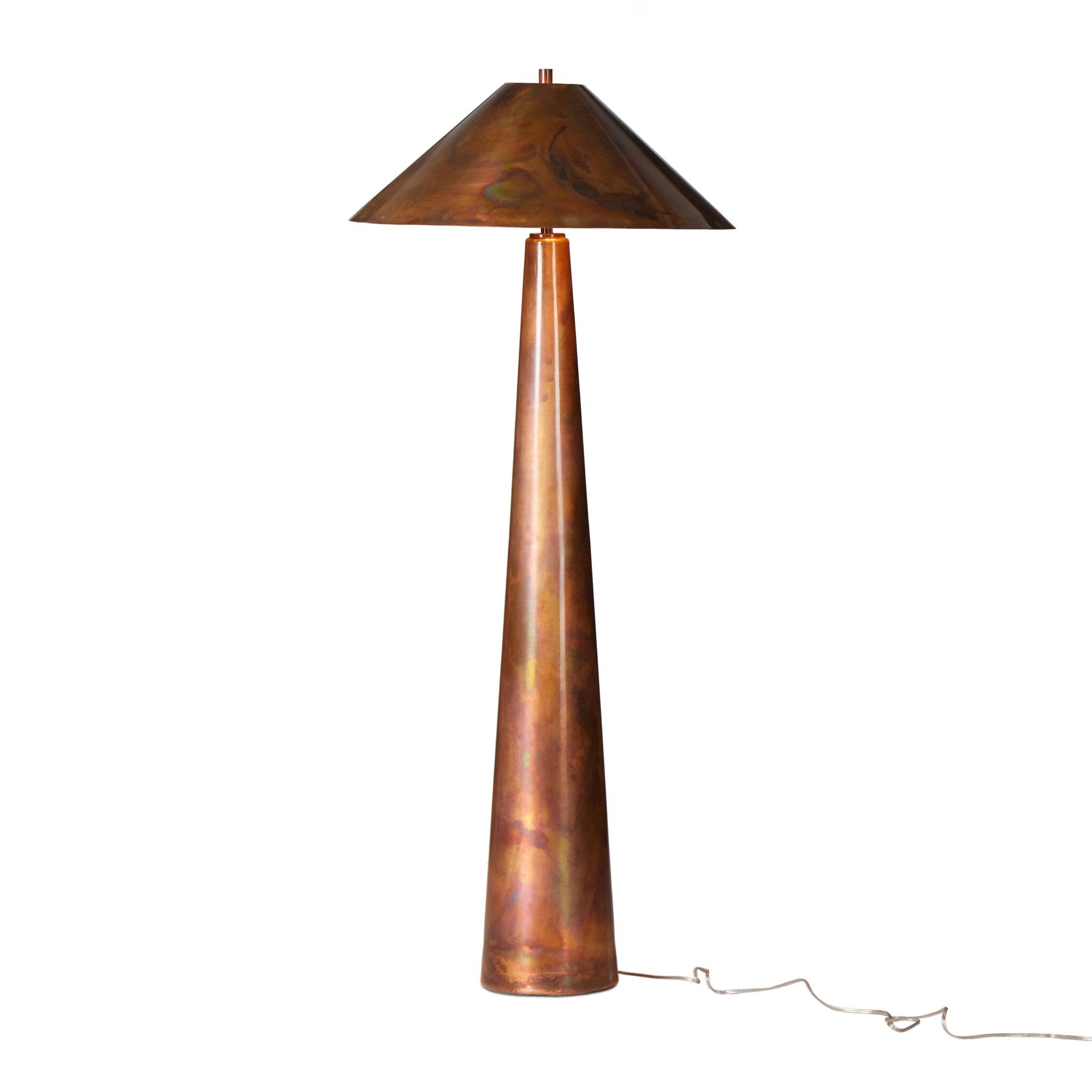 Featuring Romani Iridescent Acid Wash Floor Lamp by Four Hands at Amethyst Home. Unified with its burnished, iridescent finish from top to bottom, this gleaming floor lamp has a standout presence that makes any room shine.Overall Dimensions: 28.00"w x 28.00"d x 66.50"hWeight : 55.12 lbsMaterials : Stainless Steel. Amethyst Home provides interior design, new construction, custom furniture, and area rugs in the Washington metro area