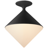 Featuring Sarnen Small Flush Mount Matte Black by Visual Comfort at Amethyst Home. The minimalist Sarnen by AERIN is a bold design of two equally sized cones, base, and shade, which together convey a striking art deco feel to embellish a variety of smaller, modern spaces with ideal lighting.
Weight : 8 lbs.. Amethyst Home provides interior design, new construction, custom furniture, and area rugs in the Washington metro area