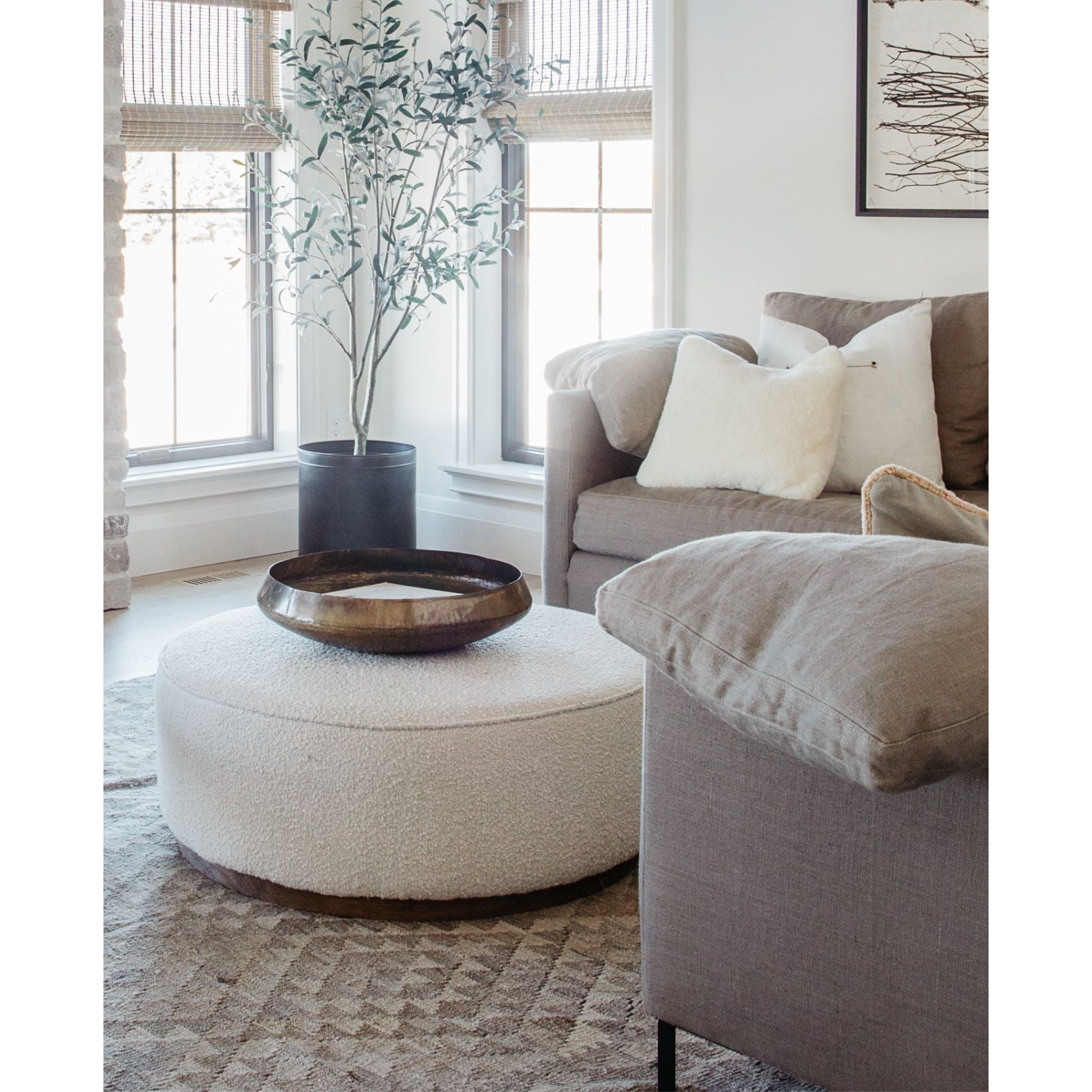 Featuring Sinclair Large Round Ottoman - Knoll Natural by Four Hands at Amethyst Home. This firm round ottoman of textural cream boucle makes a great coffee table or closet bench!
Overall Dimensions: 36"W x 36"L x 14.5"H
Colors: Distressed Natural, Knoll NaturalMaterials: Solid Parawood, 95% Pl, 5% PcFabric: PerformanceWeight: 26.46 lbVolume: 14.02 cu ft. Amethyst Home provides interior design, new home construction design consulting, vintage area rugs, and lighting in the Boston metro area.