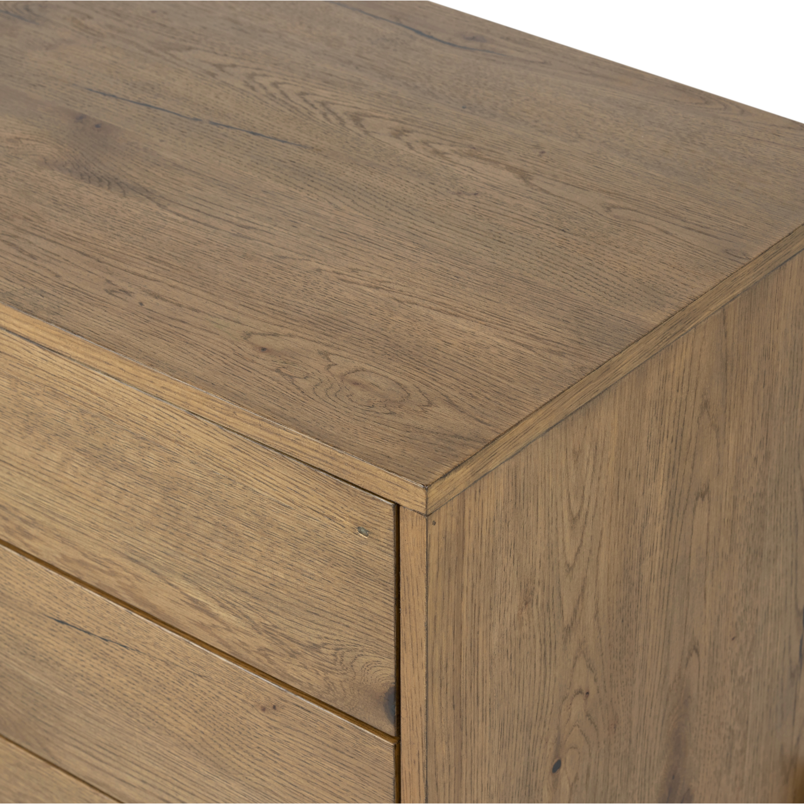 Featuring Eaton Large Nightstand - Amber-finished oak by Four Hands at Amethyst Home. Clean and streamlined. Amber-finished oak features three large drawers plus gunmetal-finished hardware, for a look that's always in style. Dark resin plays up woods' natural graining.
Overall Dimensions: 33.50"W x 18.50"L x 26"WColors: Amber Oak Resin, Dark GunmetalMaterials.  Amethyst Home provides interior design, new home construction design consulting, vintage area rugs, and lighting in the Boston metro area.