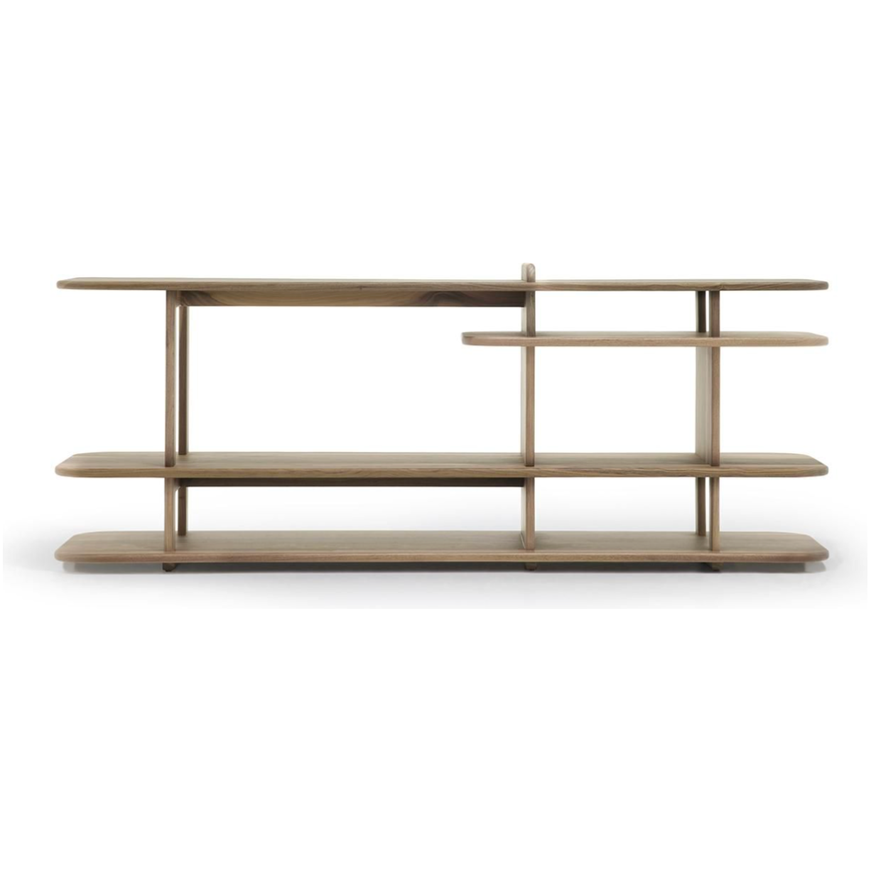 The Brisbane Console is part of an architectural series where vertical and horizontal planes, voids and solids have a rhythmic and playful conversation. Amethyst Home provides interior design, new home construction design consulting, vintage area rugs, and lighting in the Tampa metro area.