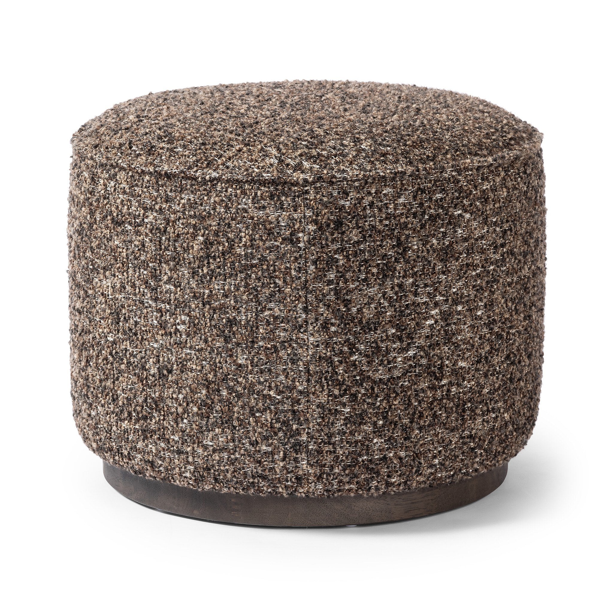 Featuring Sinclair Ivan Granite Round Ottoman by Four Hands at Amethyst Home. This round ottoman of textural upholstery can be placed just about anywhere, bringing with it a hip retro vibe.Overall Dimensions: 22.00"w x 22.00"d x 18.50"hWeight : 13.23 lbsMaterials : 60% Acrylic, 33% Cotton, 7% Polyester, Solid Parawood, 100% Polyester. Amethyst Home provides interior design, new construction, custom furniture, and area rugs in the Portland metro area