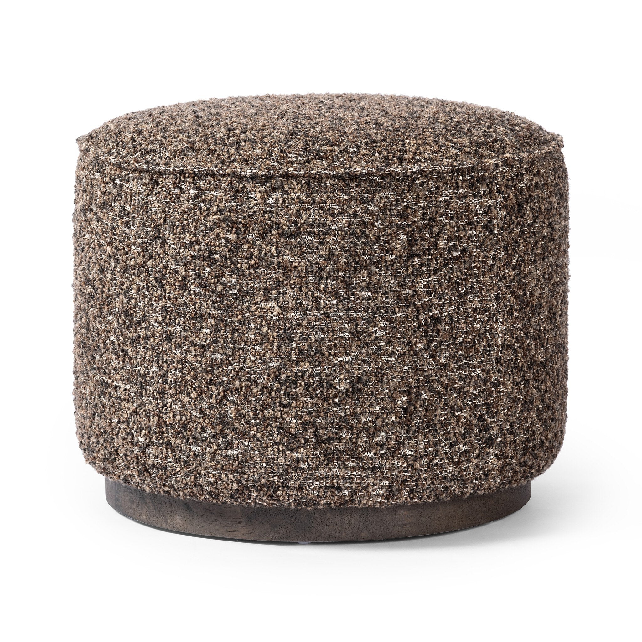 Featuring Sinclair Ivan Granite Round Ottoman by Four Hands at Amethyst Home. This round ottoman of textural upholstery can be placed just about anywhere, bringing with it a hip retro vibe.Overall Dimensions: 22.00"w x 22.00"d x 18.50"hWeight : 13.23 lbsMaterials : 60% Acrylic, 33% Cotton, 7% Polyester, Solid Parawood, 100% Polyester. Amethyst Home provides interior design, new construction, custom furniture, and area rugs in the Salt Lake City metro area