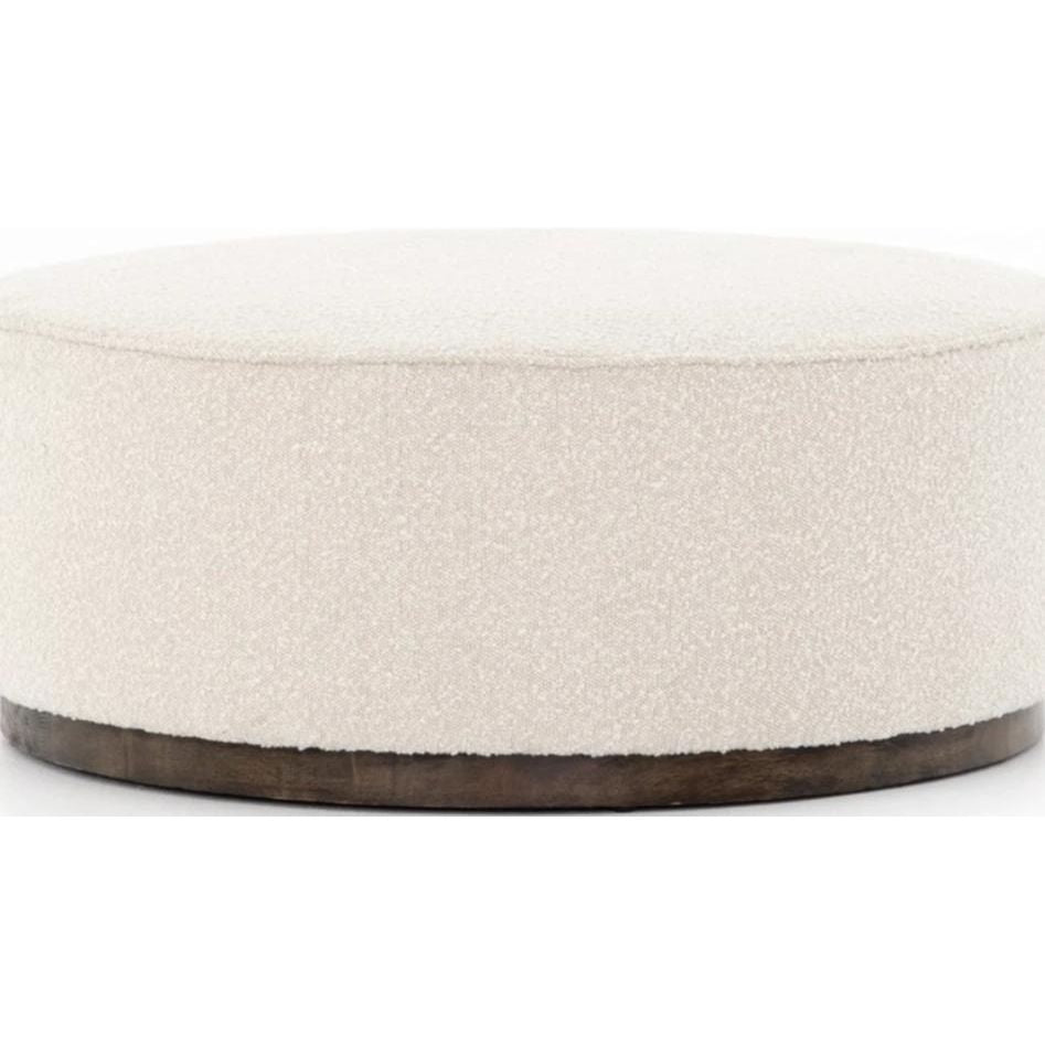 Sinclair Large Round Ottoman - Knoll Natural  Four Hands