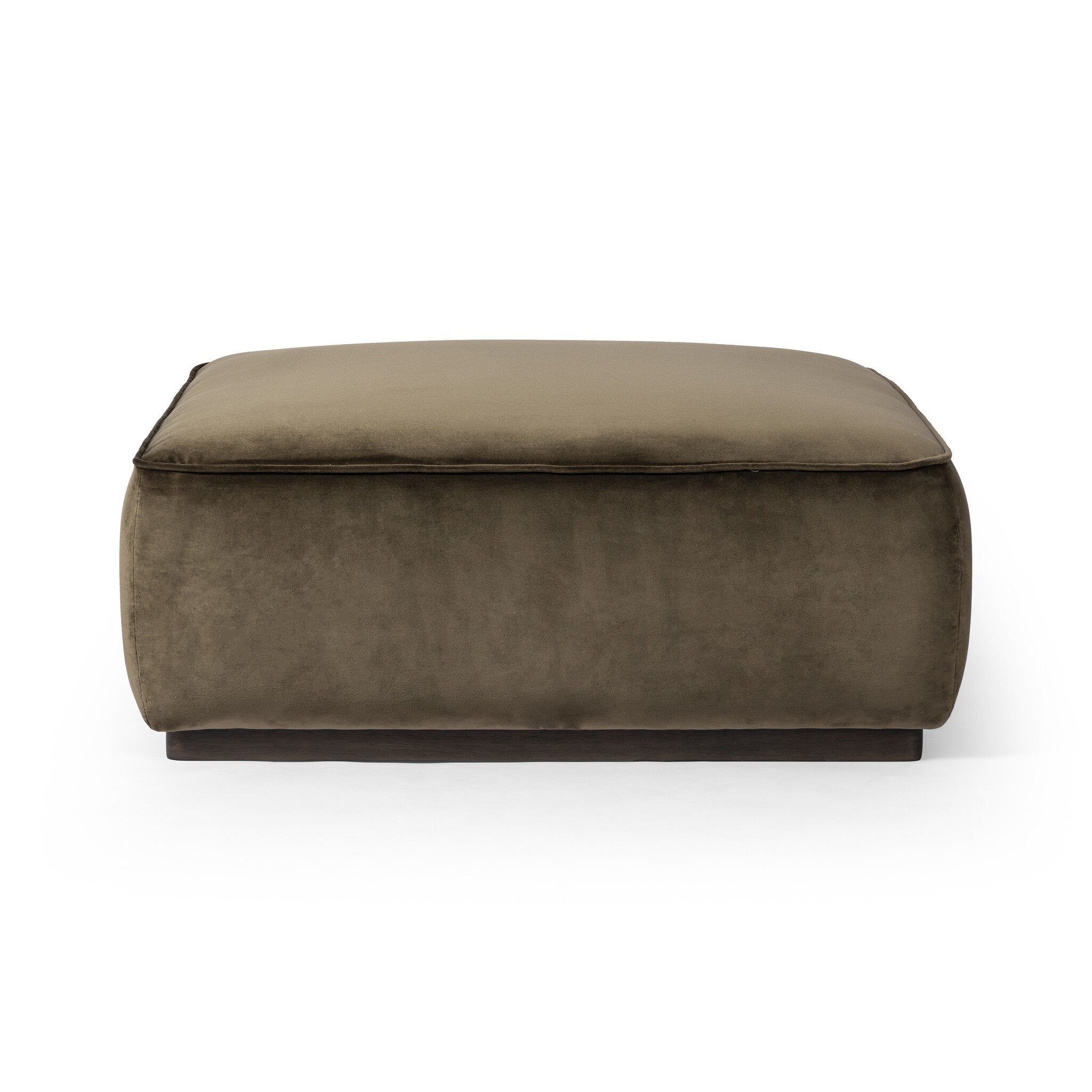 Featuring Sinclair Surrey Olive Square Ottoman by Four Hands at Amethyst Home. Upholstered in a deep olive velvet paired with a solid brown wood base, this 36" square ottoman can be placed just about anywhere – bringing with it a luxe vibe. Style with a tray as a design-forward coffee table.21"Overall Dimensions: 21.50"w x 21.50"d x 16.00"hWeight: 20.94 lbs36"Overall Dimensions: 3. Amethyst Home provides interior design, new construction, custom furniture, and area rugs in the Park City metro area