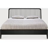 Featuring Spindle Oak Black Bed by Ethnicraft at Amethyst Home. The Spindle collection found its inspiration in the traditional spinning wheel and incorporates perfectly aligned spokes into the headboard. Slightly tapered legs and rounded edges add a soft, sensual quality to this beautiful bedroom collection.Overall Dimensions: 84" W x 80" L x 38.5" H Weight : 170 lbs84" W x 64.. Amethyst Home provides interior design, new construction, custom furniture, and area rugs in the Los Angeles metro area