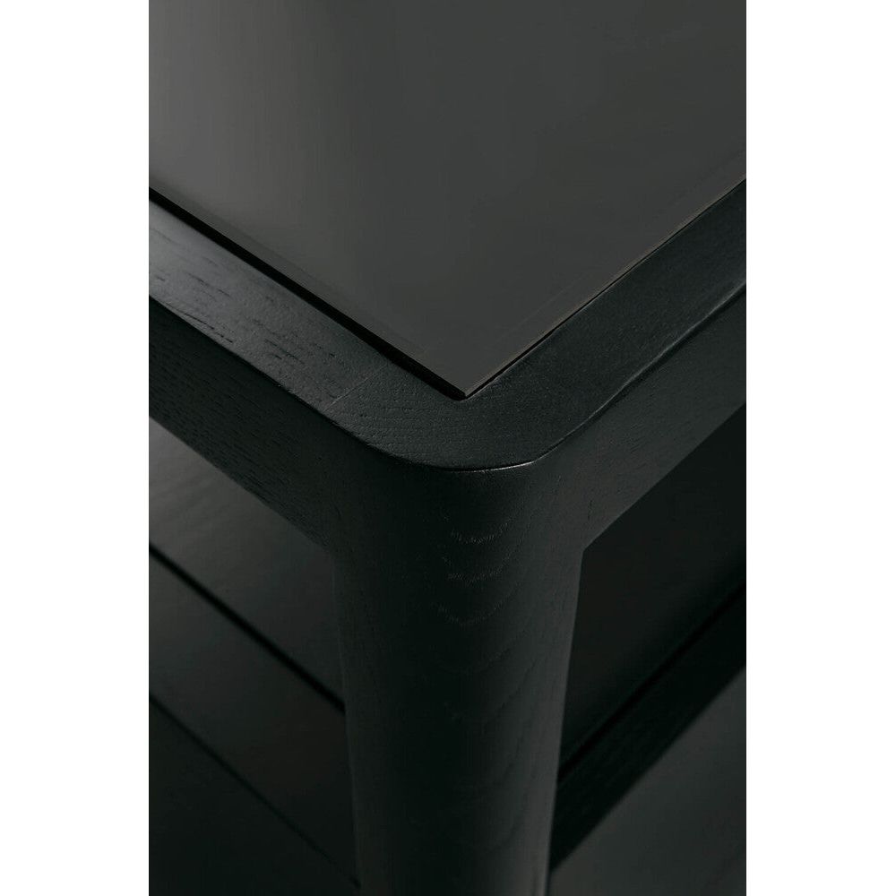 Featuring Spindle Oak Black Dresser by Ethnicraft at Amethyst Home. The Spindle collection found its inspiration in the traditional spinning wheel. Slightly tapered legs and rounded edges add a soft, sensual quality to this beautiful bedroom collection. This dresser is just as much at home in the bedroom as it is in commercial spaces as a stylish storage solution.Weight : 192 lbs Dime. Amethyst Home provides interior design, new construction, custom furniture, and area rugs in the Miami metro area