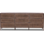 Featuring Sydney Brown Cane 9 Drawer Dresser by Four Hands at Amethyst Home. Integrate organization and style into your bedroom with the Sydney Brown Cane 9 Drawer Dresser. Boasting nine spacious drawers, this dresser offers ample storage for all your clothing and accessories. Its elegant design, featuring a beautiful cane texture, will elevate the look of any room.
Overall Dimens. Amethyst Home provides interior design, new construction, custom furniture, and area rugs in the Nashville metro area