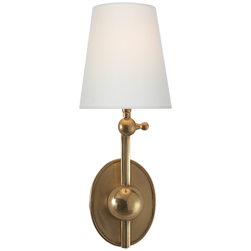 Featuring Alton Pivoting Sconce by Visual Comfort at Amethyst Home. Experience the elegant combination of tradition and artistry with our Alton Pivoting Sconce. Meticulously crafted for a timeless appeal, it adds a touch of sophistication to any space. Let its warm glow and intricate design elevate your home.
Overall Dimensions: 6" L x 6" W x 16.5".  Amethyst Home provides interior design, new home construction design consulting, vintage area rugs, and lighting in the Charlotte metro area.